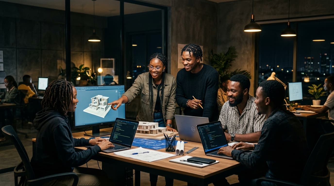 Young inspiring African innovators and engineers collaborating at CADEMite Citadel of Innovation